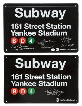 New York Yankees Heroes Signed Subway Signs Lot of (2)